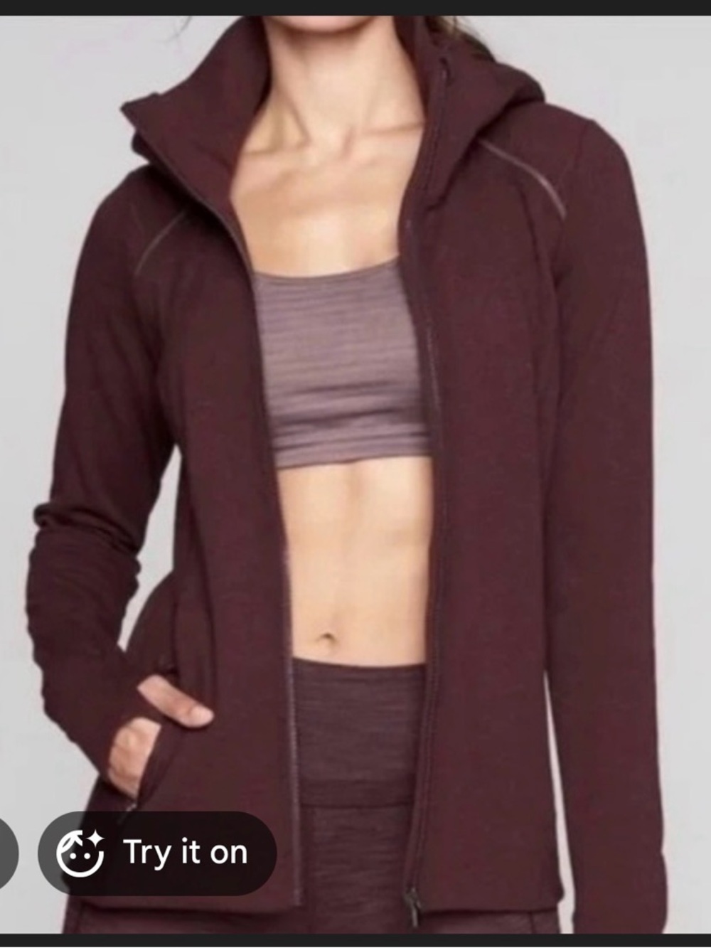Athleta stronger hoodie XS cassis heather